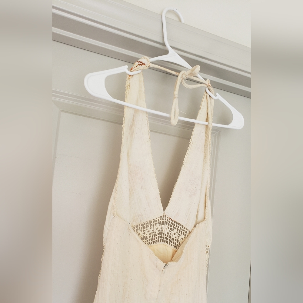 Elegant Cream Embroidered Maxi Dress - Picture 8 of 8